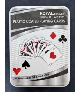 کارت بازی رویال جعبه فلزی جفتی Playing Card Royal