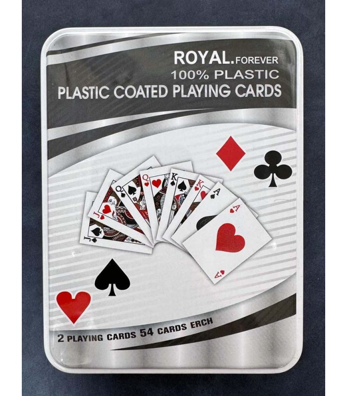 کارت بازی رویال جعبه فلزی جفتی Playing Card Royal