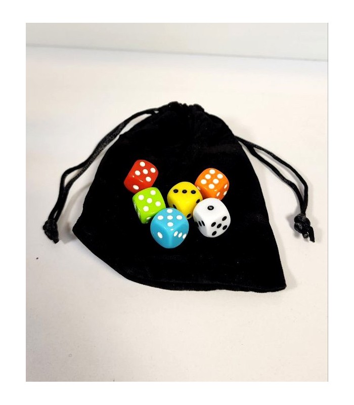 6 تاس شش وجهی  14 میل مات با کیسه جیر